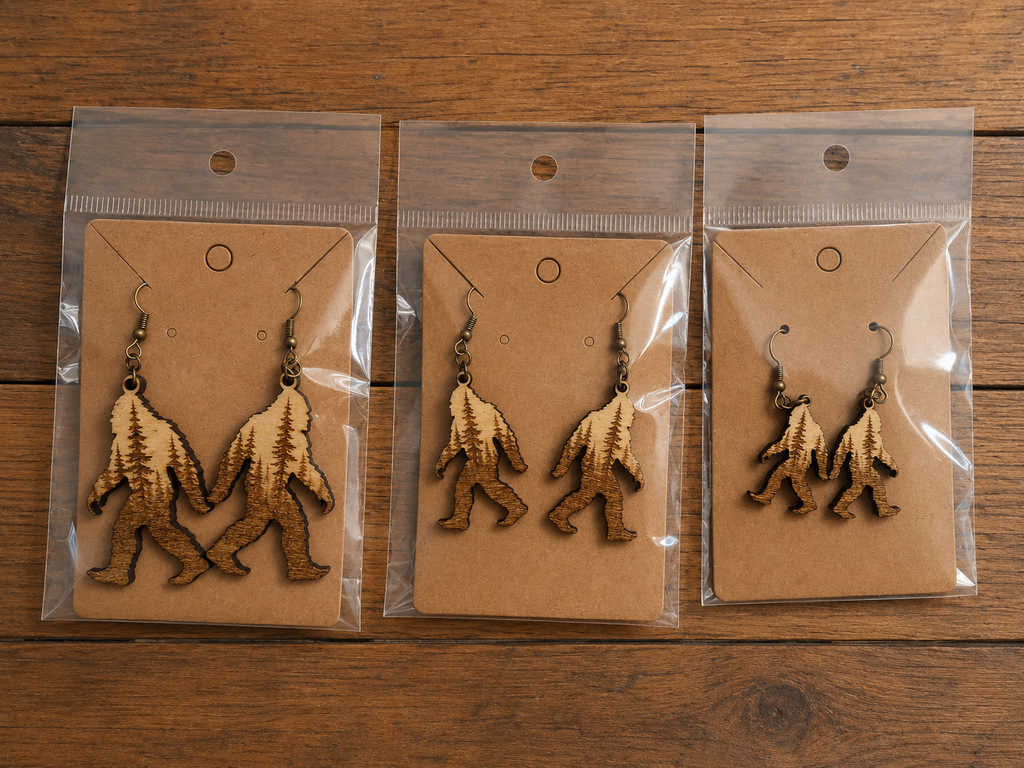 Bigfoot Wooden Dangle Earrings