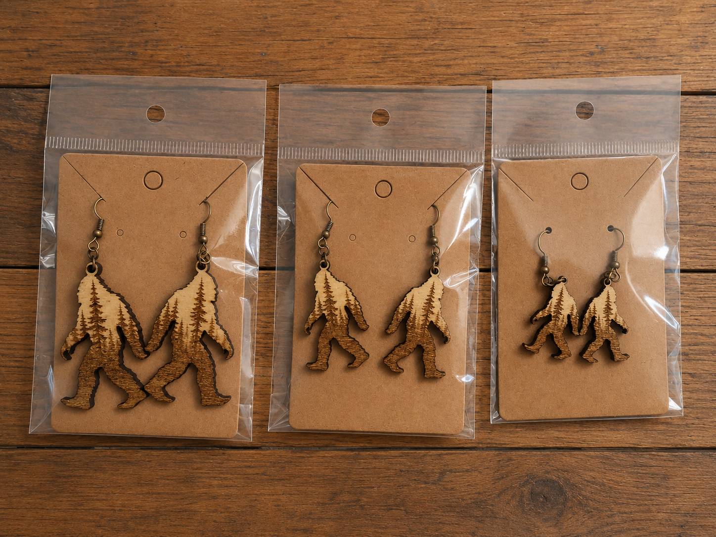 Bigfoot Wooden Dangle Earrings