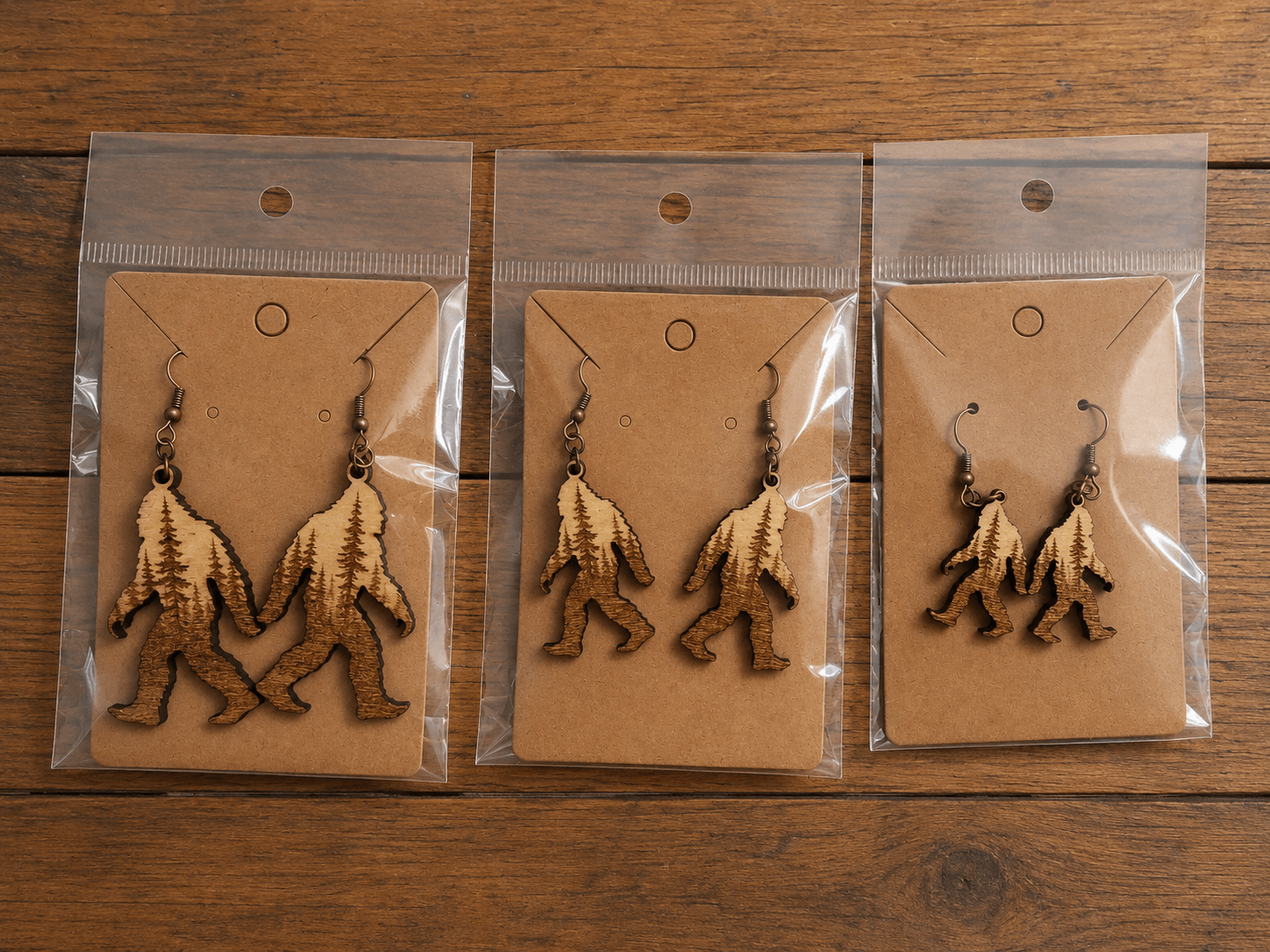 Bigfoot Wooden Dangle Earrings - BF Wear