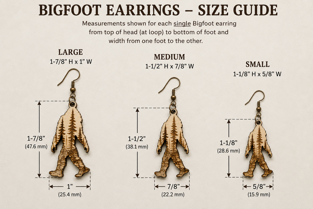 Bigfoot Wooden Dangle Earrings