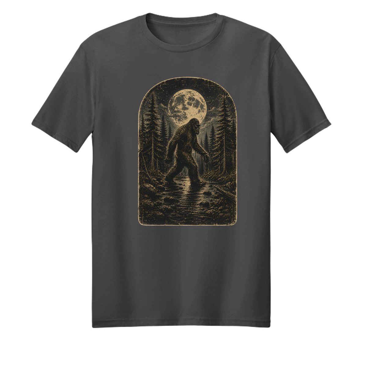 Charcoal - Moonlight Walk Bigfoot graphic tee - FRONT